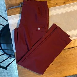 FIGS maroon Yola skinny scrub pants